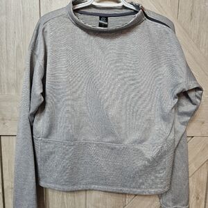 Champion Gray and Striped Funnel Neck Sweatshirt - Size M